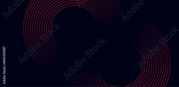 Fototapeta Abstract dark blue minimal vector background. Long banner business template with dynamic wavy gradient line.	