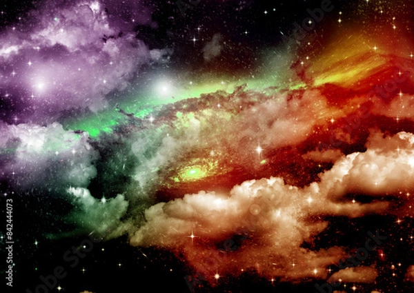 Obraz galaxy in a free space. 3D rendering