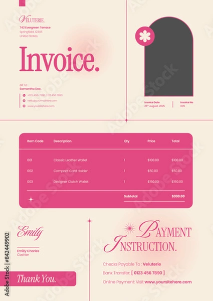 Fototapeta Wallet - Invoice Graphic Template