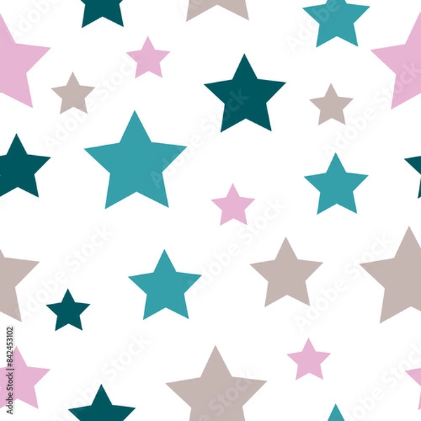 Obraz Multicolor star ornament seamless pattern. Starry Sky Colorful Background. Festive Stars Wallpaper.
