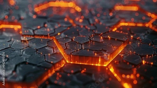 Fototapeta  3D rendering. hexagonal Abstract background. Technology incredible concept.