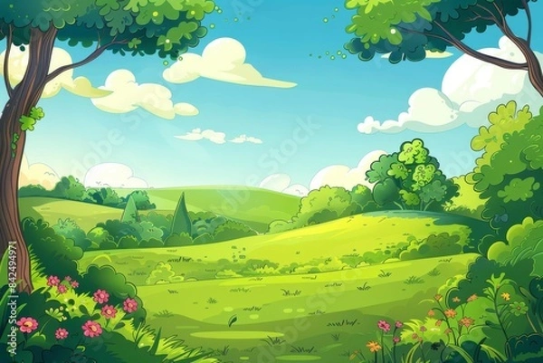 Fototapeta Idyllic village scenery for serene website background designs