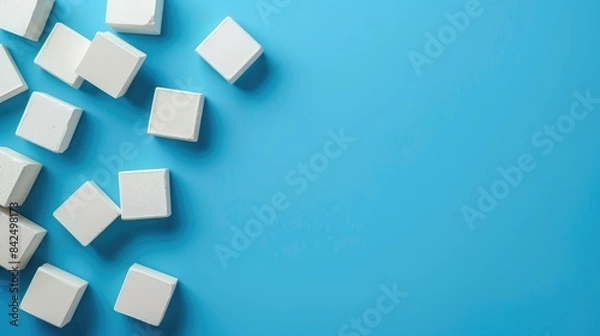 Fototapeta Promotion symbol Messaging bricks on blue background table