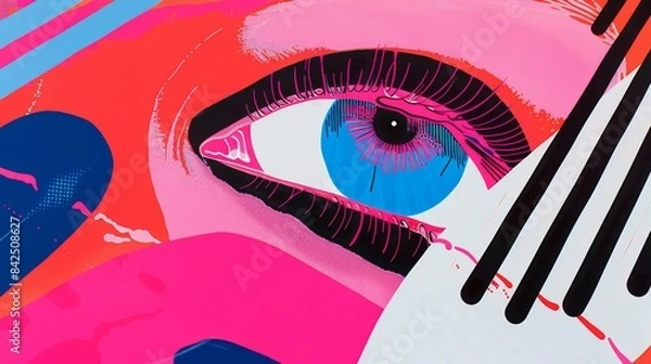 Obraz Illustration featuring a biomechanical cyborg eye