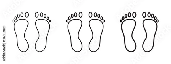 Obraz foot prints on white background Baby footprint vector feet icon Baby arrival card. vector illustration icon editable stroke, sign, symbol outline line button isolated on white