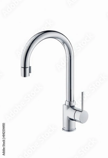 Fototapeta a chrome sink faucet on a white background