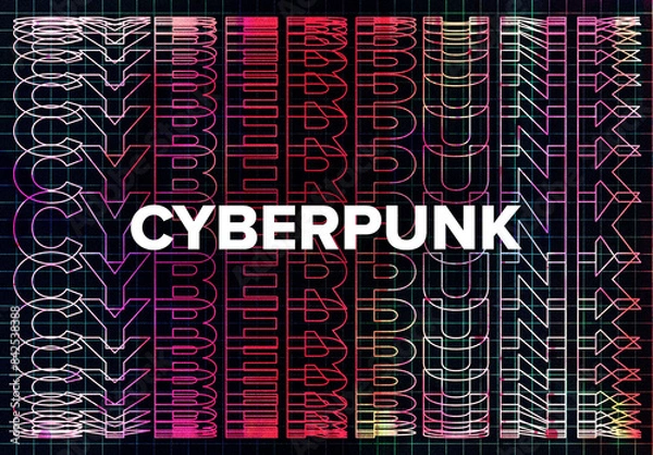 Fototapeta Cyberpunk Retro Layered Text Effects