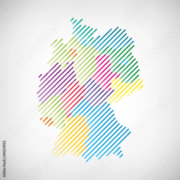 Fototapeta Deutschland Karte Schraffur Bunt