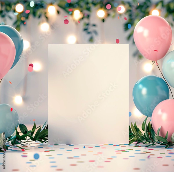 Fototapeta mockup invitation background with balloons