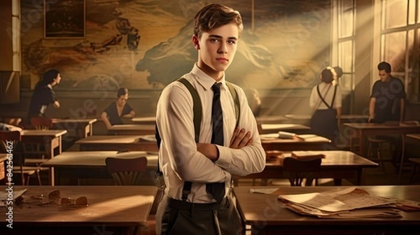 Obraz photo of young student person in university or college classroom