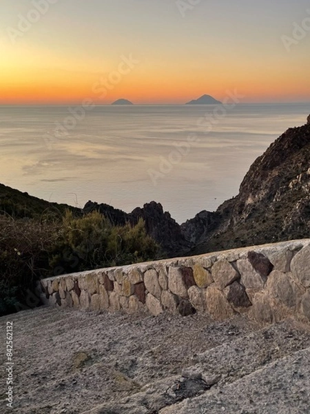 Obraz Eolian Islands, Sunset in Sicily