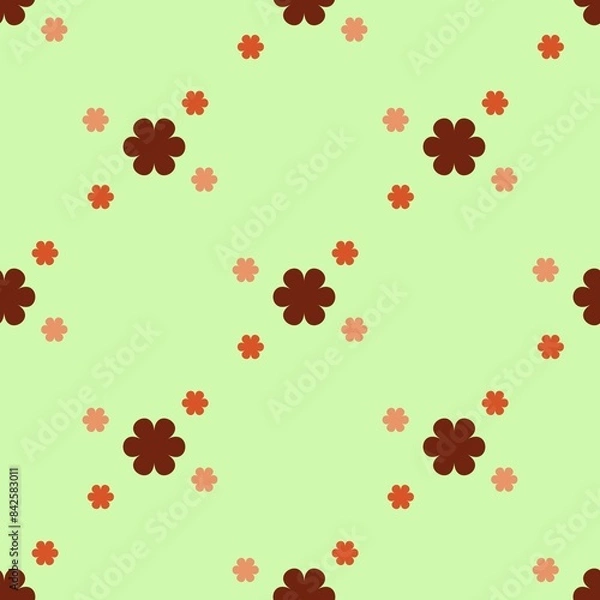 Obraz Seamless red flowers pattern with small orange and pink flowers