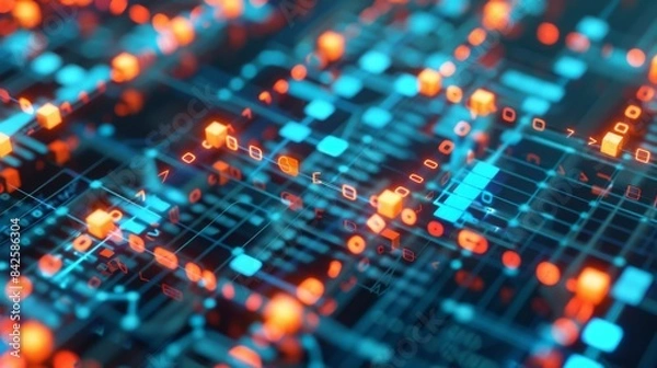 Obraz Abstract Digital Connections: Data and Blockchain Technology