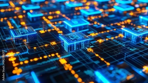 Obraz Abstract Digital Connections: Data and Blockchain Technology