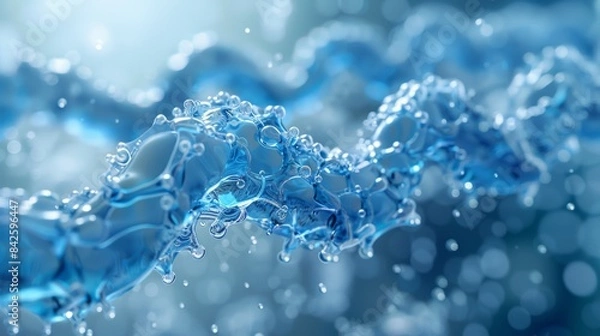 Fototapeta Abstract Blue Water Splash with Bokeh Background, a Captivating Macro Photography of Liquid Dynamics