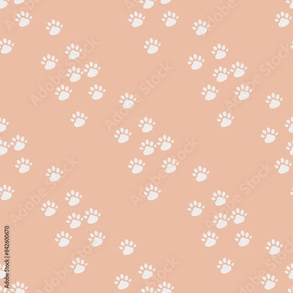 Obraz Seamless white dog’s footprint pattern