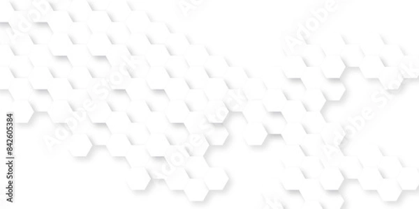 Obraz Background with hexagons . Abstract background with lines . white texture background . hexagon abstract background. Surface polygon pattern with glowing hexagon paper texture and futuristic business.