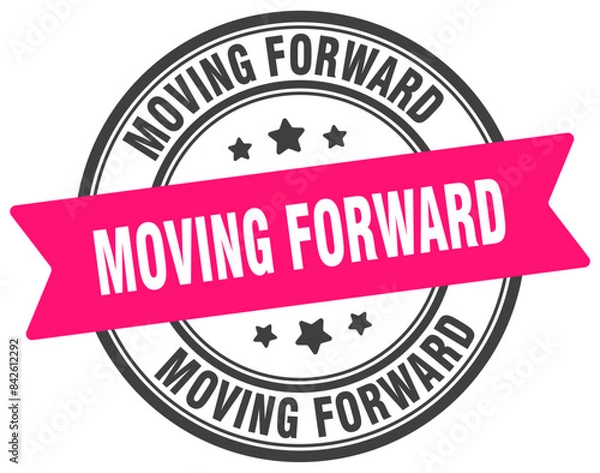 Fototapeta moving forward stamp. moving forward label on transparent background. round sign