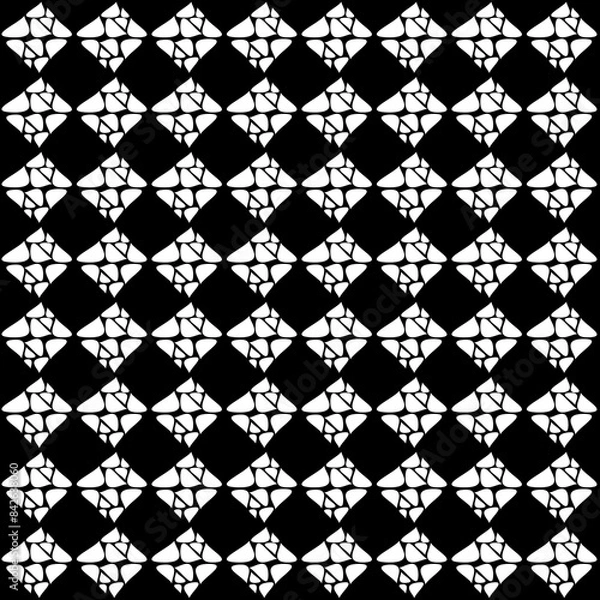 Obraz seamless pattern in black and white, pattern with drops in white, abstract vector art, texture in white on black, abstract graphic ornament, mosaic, ideal for fashion, textiles and paper design