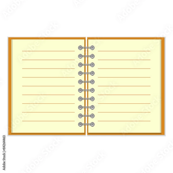 Fototapeta Open spiral lined notebook 