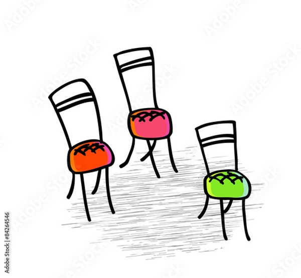 Fototapeta Chairs. Hand-drawn graphic elements