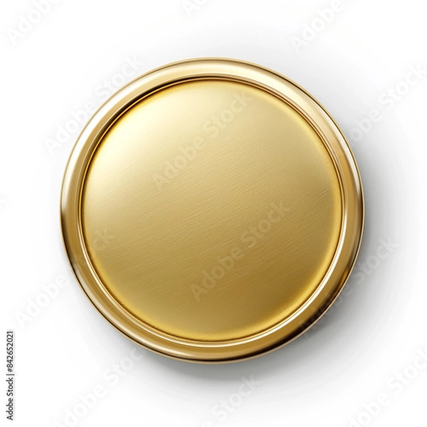 Fototapeta A circle plain gold badge on white background.