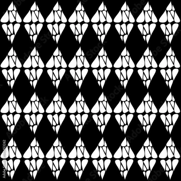 Obraz seamless pattern in black and white, pattern with drops in white, abstract vector art, texture in white on black, abstract graphic ornament, mosaic, ideal for fashion, textiles and paper design