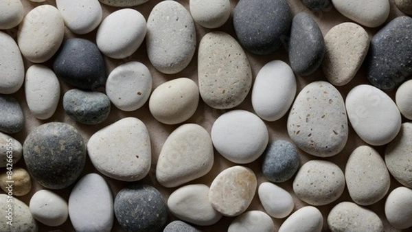 Fototapeta regular pebbles on the beach, beautiful background