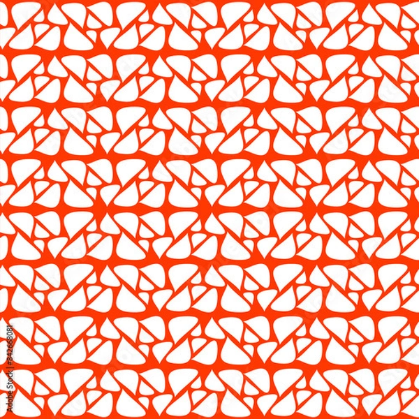 Obraz seamless pattern in orange and white, pattern with drops in white, abstract vector art, texture in white on orange, abstract graphic ornament, mosaic, ideal for fashion, textiles and paper design