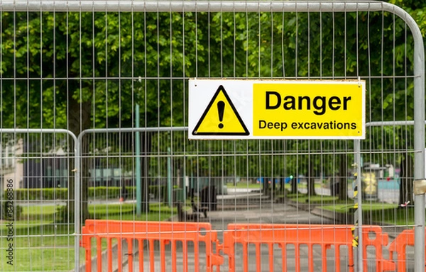 Obraz Warning sign with an exclamation mark.