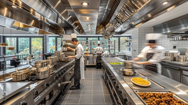 Obraz Open show kitchen in a restaurant