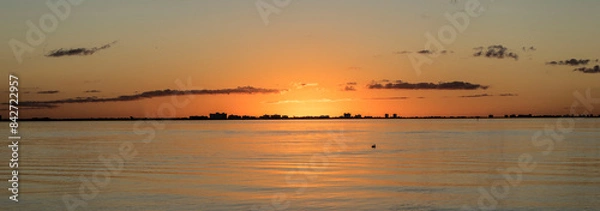 Fototapeta Sanibel Island City View from the Causeway with Open Ocean at Sunrise.