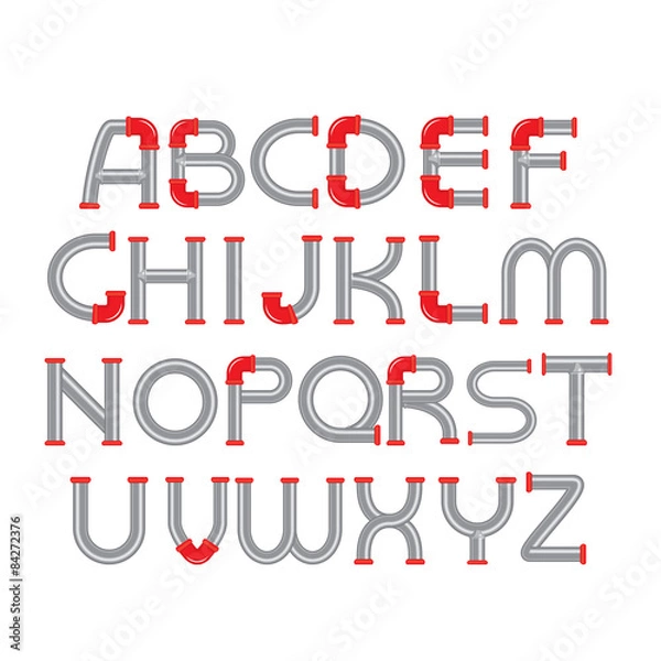 Obraz Water Pipe Alphabet Character Design Template