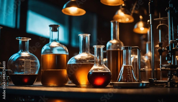 Obraz Flasks with chemical liquid