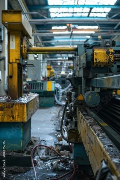 Obraz Industrial machines in a plastics factory display molding and processing of plastic materials