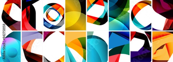 Obraz Collection of abstract background with waves, colorful shapes and 3d shadow effect. Vector Illustration For Wallpaper, Banner, Background, Card, Book Illustration, landing page