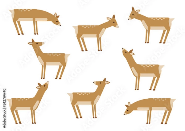 Fototapeta かわいい鹿のイラストセット