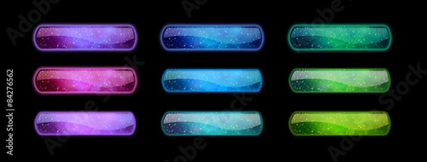 Obraz Futurystyczne przyciski z motywem kosmosu z motywem gwiazd i galaktyk.