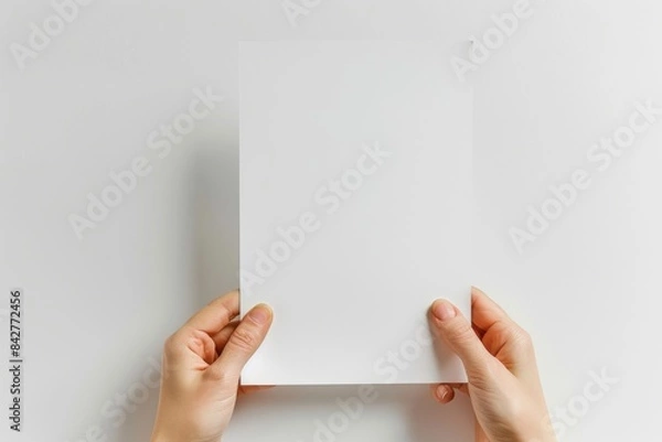 Fototapeta Blank paper mockup on hand created with generative AI