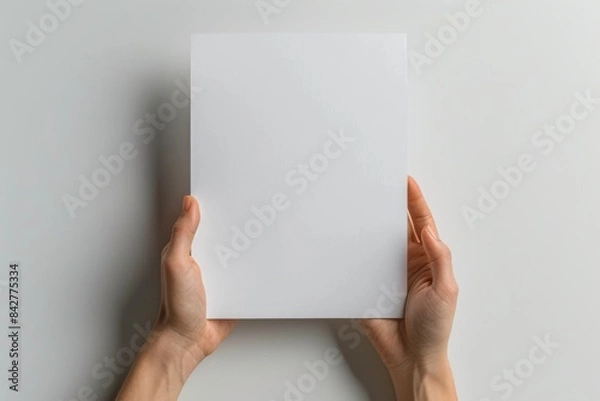 Fototapeta Blank paper mockup on hand created with generative AI