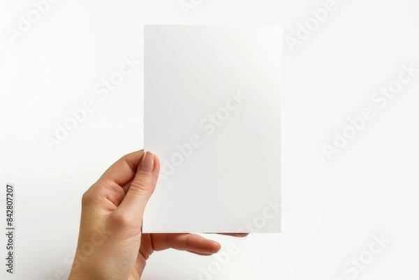 Fototapeta Blank paper mockup on hand created with generative AI