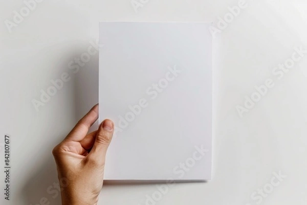 Fototapeta Blank paper mockup on hand created with generative AI