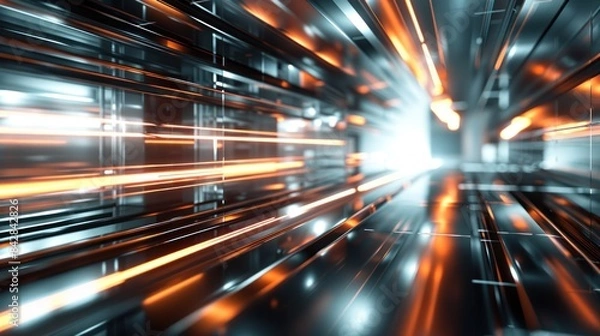 Fototapeta A high-resolution background featuring advanced technology elements with a play of light and shadow creating depth and dimension. The scene is meticulously crafted with intricate details, showcasing