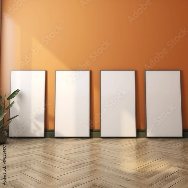 Fototapeta interior room with blank frames 