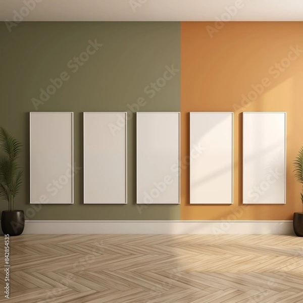 Obraz interior room with blank frames 