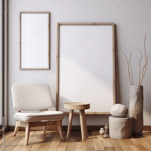 Obraz interior room with blank frames 