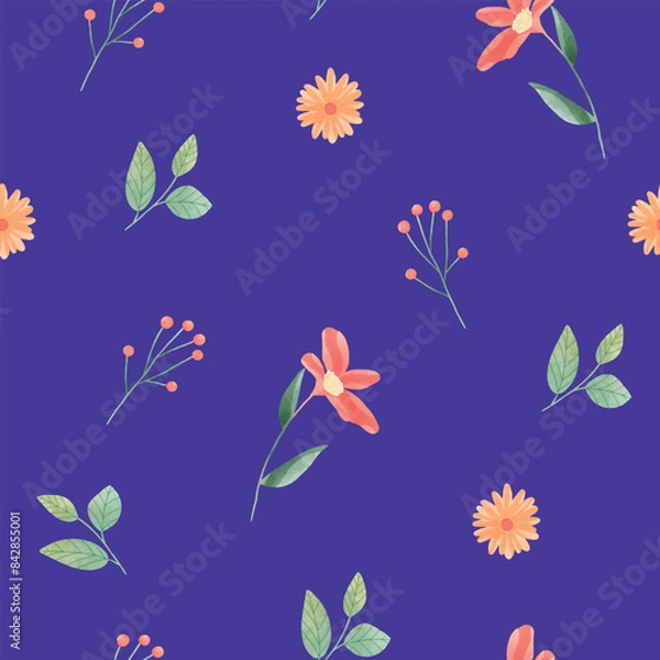 Fototapeta Seamless flower pattern design vector. Floral print for fabric.