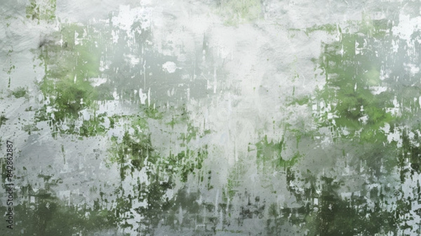 Fototapeta Abstract painting with soft green and gray hues, creating a serene, nature-inspired composition that evokes a sense of calm and rejuvenation.