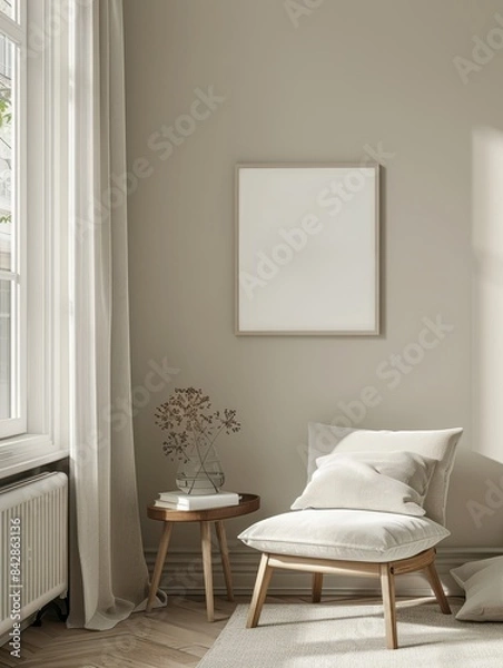 Fototapeta Scandinavian-style mockup frame, highlighting a motivational quote in simple black typography