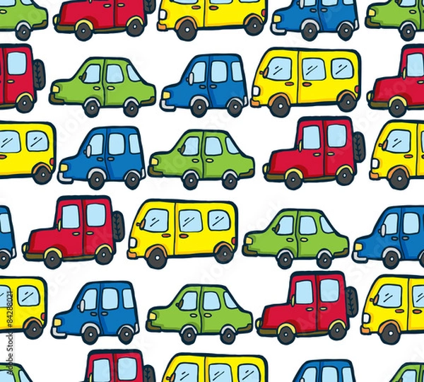 Fototapeta cartoon car seamless pattern